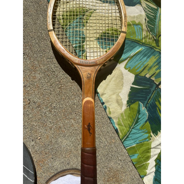 Mid-Century Modern Vintage Collection of Wilson and n.j. Magnan Corp. Tennis Rackets and Covers For Sale - Image 3 of 9