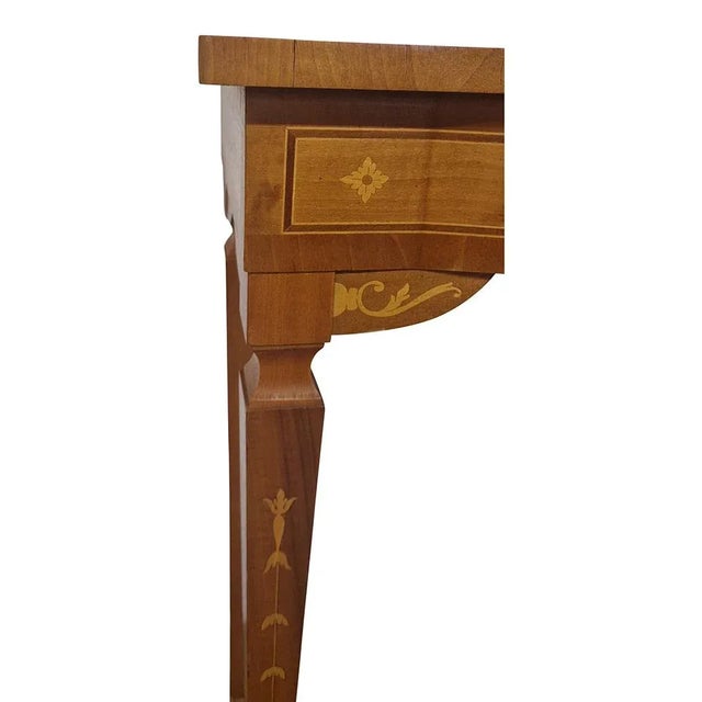Wood Louis XVI Console in Inlaid Wood with Central Drawer, 1980s For Sale - Image 7 of 8