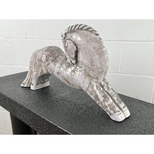 Atelier Primavera au Printemps French Enameled Terracotta Horse Sculpture, Circa 1940 For Sale - Image 4 of 8