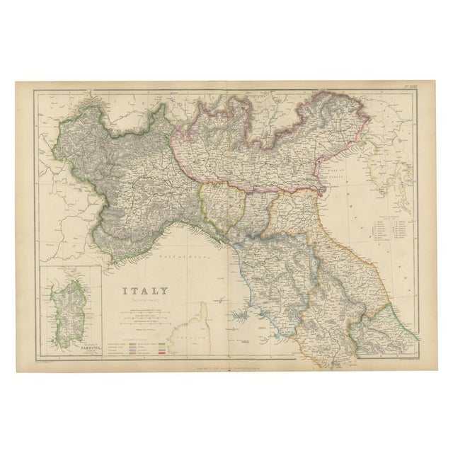 Antique Hand-Colored Political Map of Italy, 1860 For Sale - Image 12 of 12