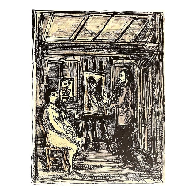 Andre Cottavoz Original Lithograph L’Artiste Au Travail V2-11 Mourlot 1969 For Sale