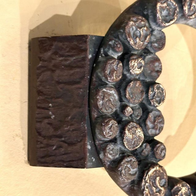 Round Push and Pull Door Handle in Bronze with Relief Ring, 1970s For Sale - Image 3 of 9