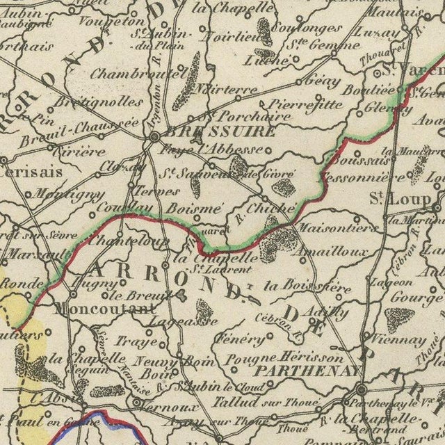 Antique Map of Deux-Sèvres, 1860 For Sale - Image 6 of 12