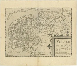 Antique Map of Friesland by Guicciardini, 1612