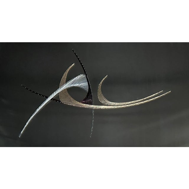 Mid-Century Modern Mid 20th Century Woven Precious Metal Wire Wall Hanging Modern Sculpture For Sale - Image 3 of 10