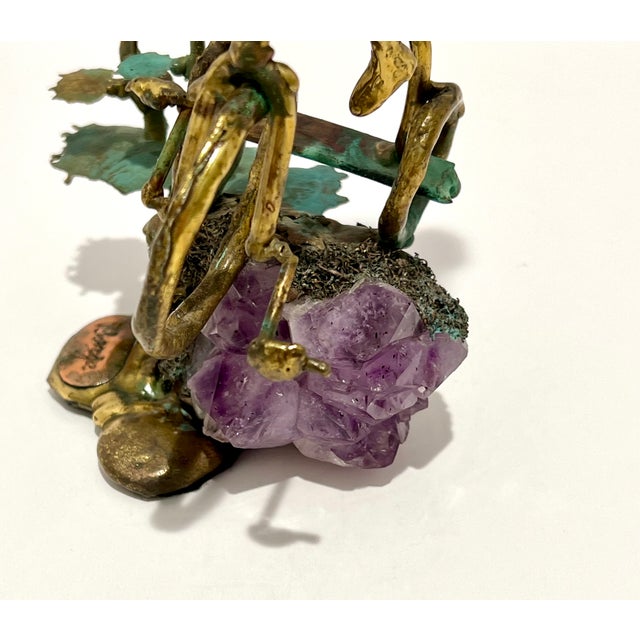 Amethyst 1970s Girl on Bike With Balloon and Amethyst - Mixed Media Sculpture For Sale - Image 8 of 10