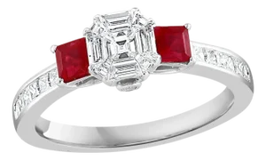 0.70 Ct Natural Ruby & 0.75 Ct Diamond 18 Karat White Gold Cocktail Ring