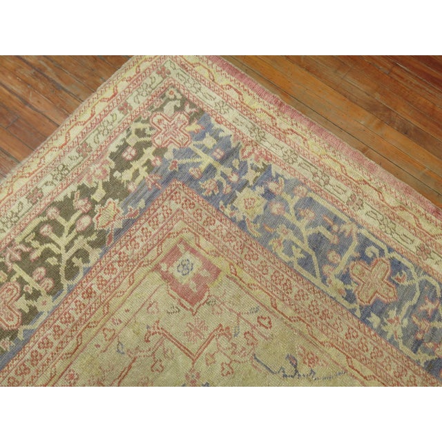 Soft Rose Pink Antique Oushak Rug - 11'5" x 15'7" For Sale - Image 12 of 14