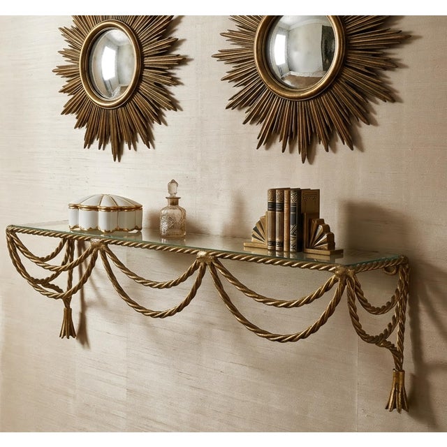 Create immediate glamour for your home with this beautiful Hollywood Regency / Grandmillenial style wall shelf. It...