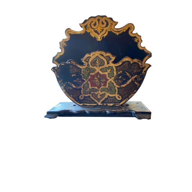 Antique Black Paper Maché Letter Holder For Sale In Dallas - Image 6 of 6