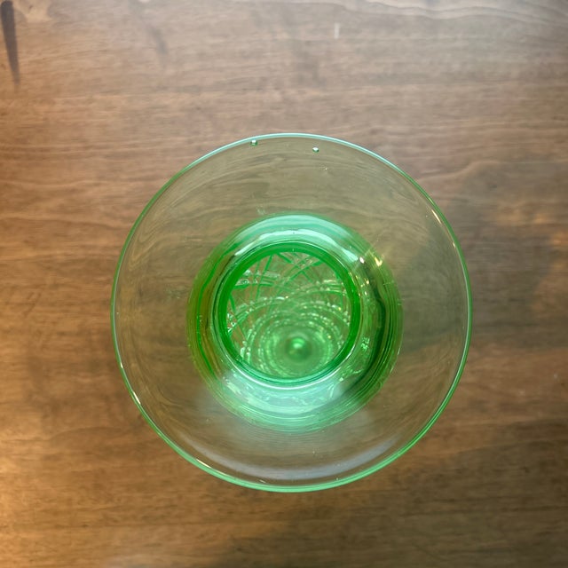 Mid 20th Century Vintage Emerald Uranium Art Glass Vase For Sale - Image 5 of 5