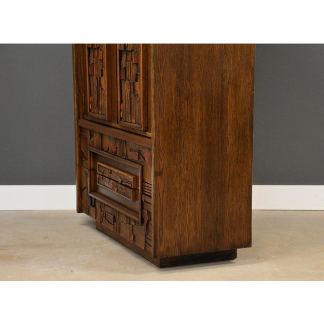 Wood Brutalist MCM Lane Pueblo Walnut Armoire Dresser For Sale - Image 7 of 10