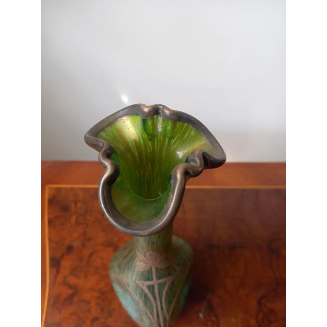 Green Papilon Silver Overlay from Lötz, 1899 For Sale - Image 6 of 8
