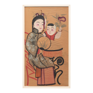Chinese Yangliuqing Harmonious Life New Year Painting, C. 1920