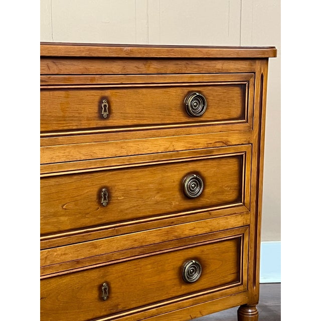 Antique French Commode Chest of Drawers Louis XVI Walnut Brass C1940 For Sale - Image 11 of 18