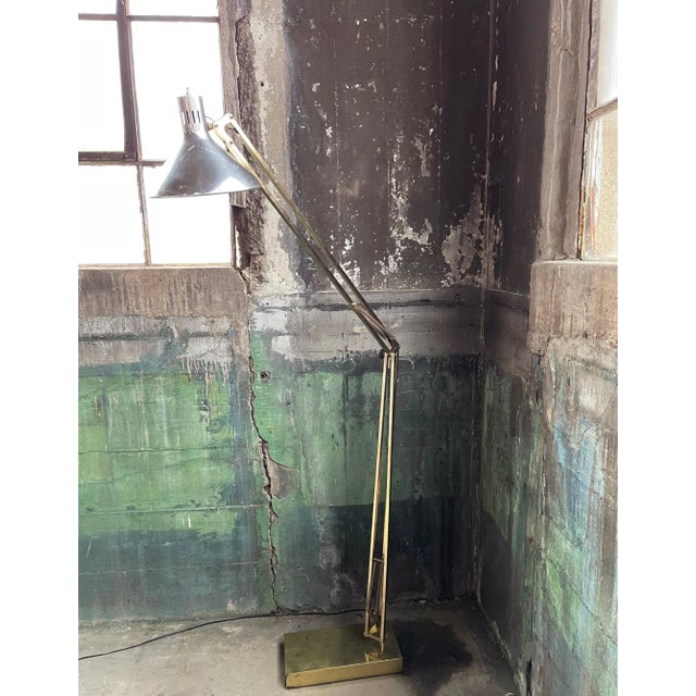 Metal PostModern 70s Giant 7 Foot Tall! Brass Floor Lamp Luxo Articulating Architect Drafting For Sale - Image 7 of 7