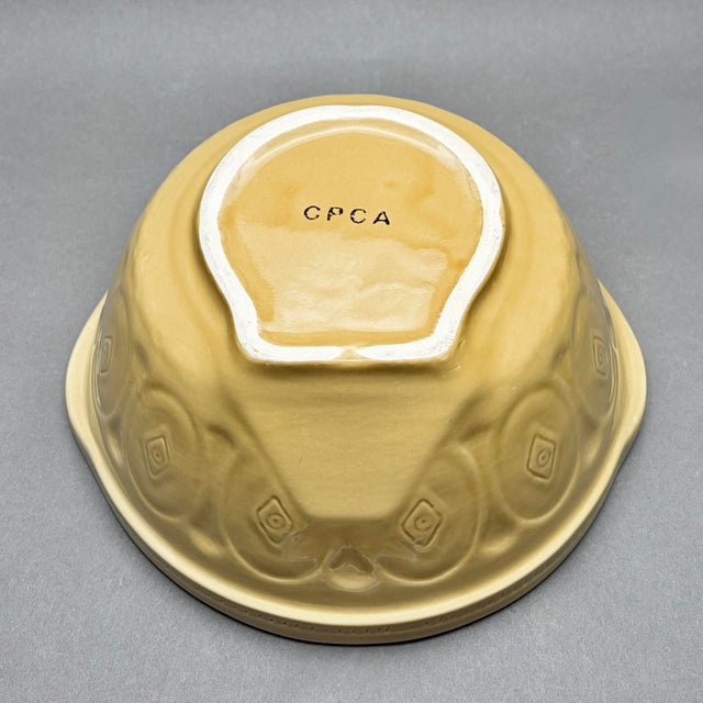 Ceramic Vintage Cpca California Pottery Yellow Embossed Gripstand Mixing Bowl For Sale - Image 7 of 7