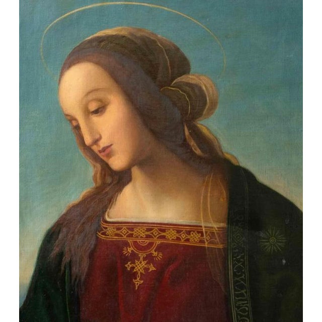 Italian School, Praying Virgin, 19th Century, Oil on Canvas For Sale - Image 4 of 6