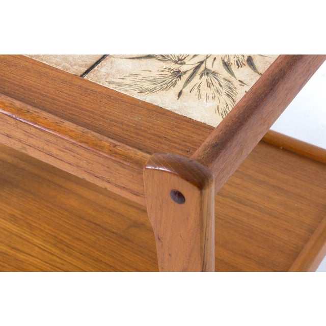 Mid-Century Modern Danish Teak & Tile Bar Cart C. 1960s For Sale - Image 3 of 9
