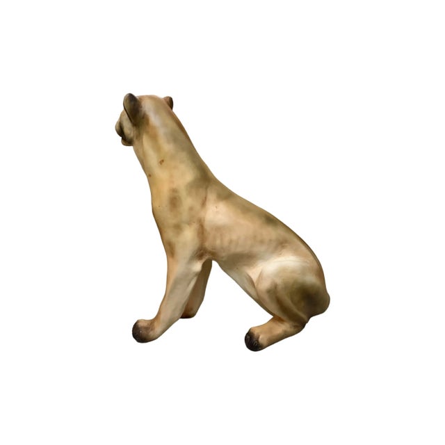 Late 20th Century Hollywood Regency Life-Size Cougar Statue, Mountain Lion Sculpture, 31"h For Sale - Image 4 of 8