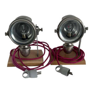 Vintage French "Summa" Headlight Lamps – Industrial Mid Century Modern Statement - a Pair