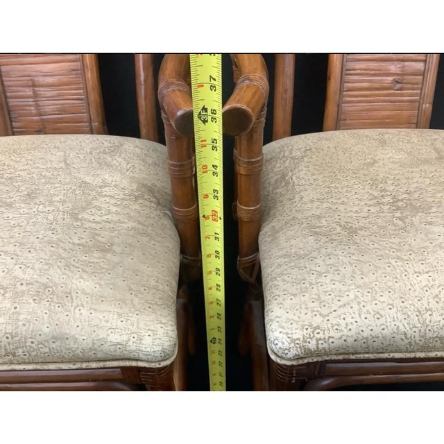 Chinoiserie Pair of Chinoiserie Rattan Bamboo High-Back Armchairs For Sale - Image 3 of 3
