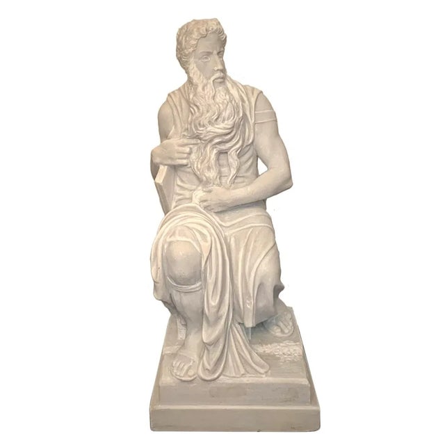 Hand Carved Marble Sculpture of Moses After Michelangelo For Sale - Image 4 of 5
