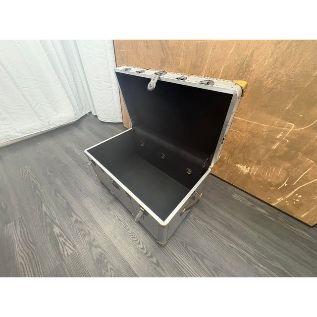 Silver Rh Restoration Hardware Vintage Porter's Trunk For Sale - Image 8 of 18