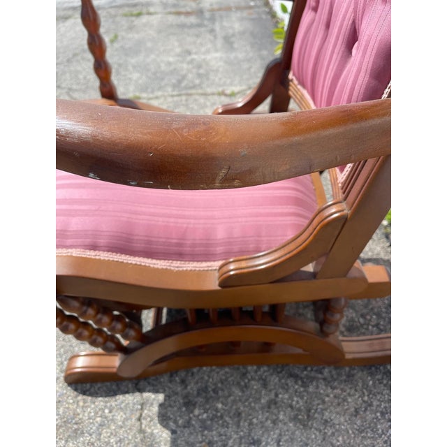 Early 20th Century Antique Traditional Spindle Wood Rocking Chair For Sale - Image 10 of 10