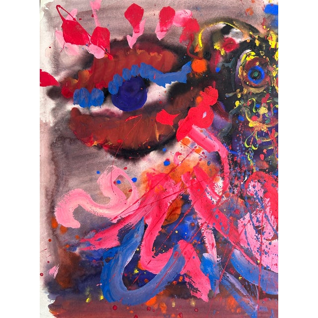 Mid-Century Modern Hendrik Grise Signed Vintage Abstract Mixed Media Painting For Sale - Image 3 of 5