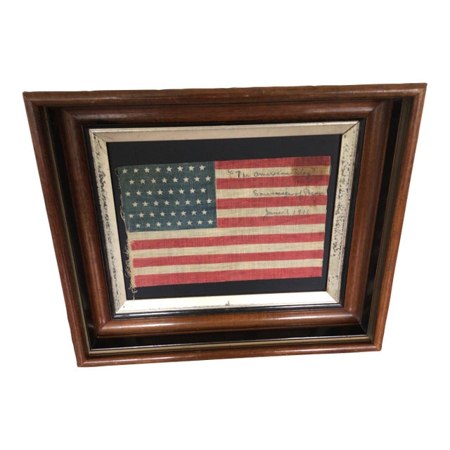 Antique 48 Star American Flag 1911 With an Inscription. For Sale