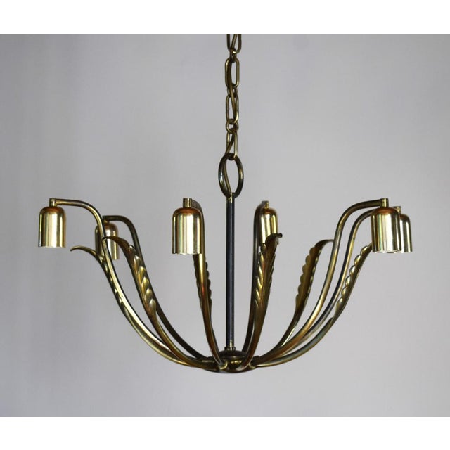 Six-Arm Brass Chandelier by Josef Frank for Kalmar, 1950s For Sale - Image 6 of 7