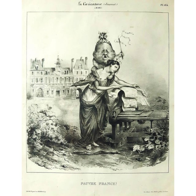 Pauvre France - Original Lithograph by J.J. Grandville - 1831 1831 For Sale