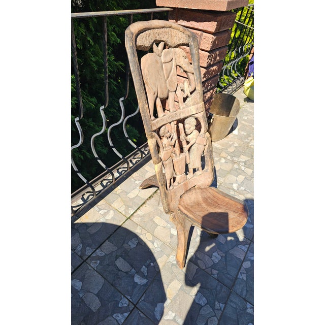 Hand-Carved African Tribal Ceremonial Chair, 1950s For Sale - Image 13 of 13