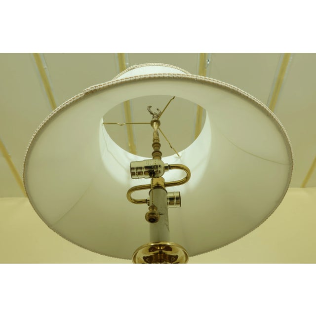 Metal Regency Style Brass Table Lamp W. Shade For Sale - Image 7 of 8