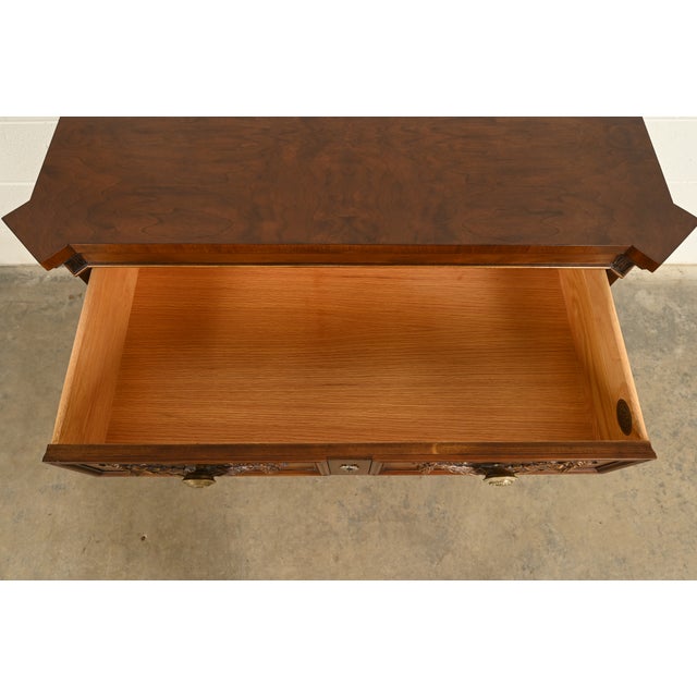 Wood Karges French Regency Louis XVI Burled Walnut Chest of Drawers For Sale - Image 7 of 14
