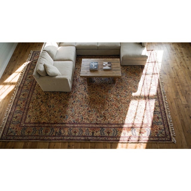 Textile 1910s Beige Floral Vase Antique n.w. Persian Tabriz Rug 10'3" X 14' Handknotted Wool Carpet For Sale - Image 7 of 9