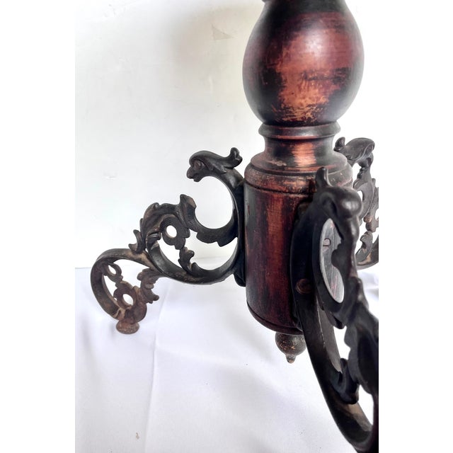 Brown Vintage Piano Stool/Plant Stand With Ornate Iron Tripod Legs For Sale - Image 8 of 11