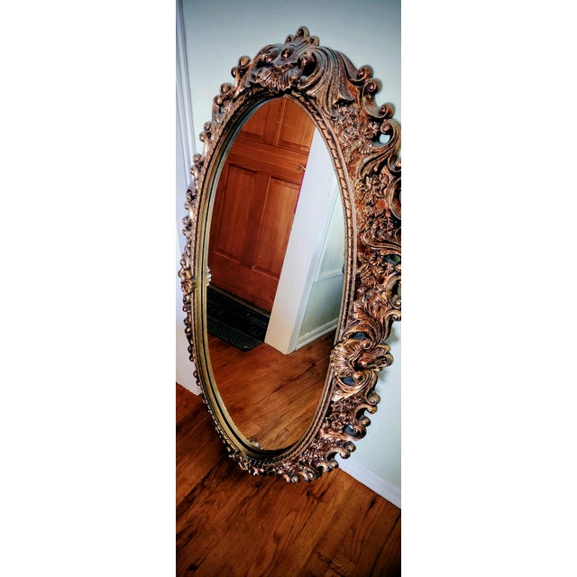 Mid Century Gold Acanthus Leaf Oval Wall Mirror For Sale In New York - Image 6 of 8