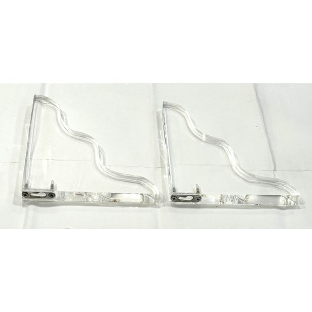 Plastic Vintage Chunky Lucite Scalloped Profile Wall Brackets For Sale - Image 7 of 9