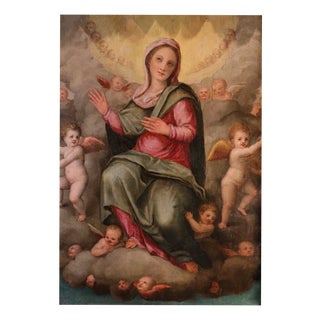 Giovanni Balducci Detto Il Cosci, Madonna in Glory Among the Angels, 1600, Oil on Board For Sale