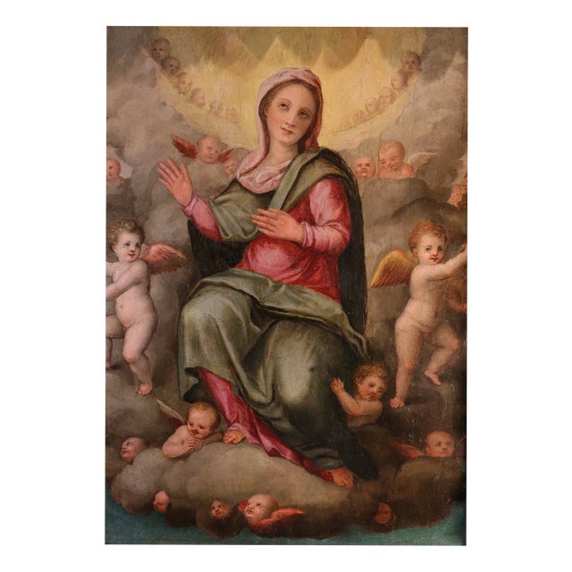 Giovanni Balducci Detto Il Cosci, Madonna in Glory Among the Angels, 1600, Oil on Board For Sale