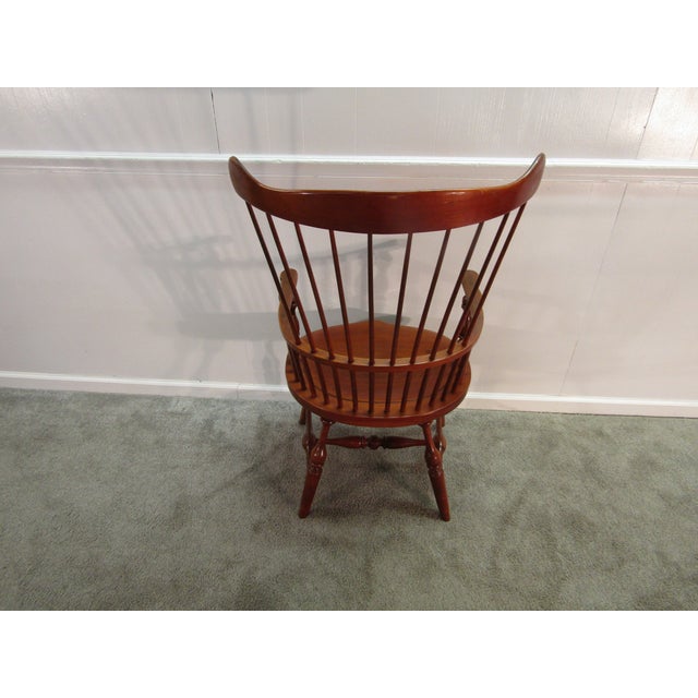 1980s Duckloe Solid Cherry Fan Back Windsor Arm Chair For Sale - Image 5 of 6