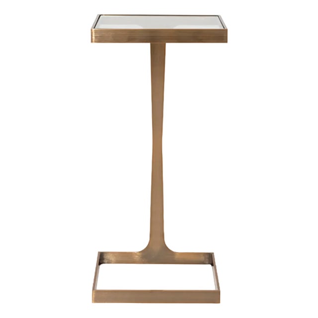 Matthew Izzo Home Maisel Antique Brass and Mirror Top Cigar Table For Sale