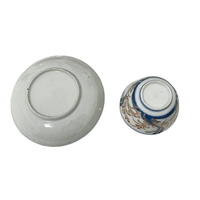 Beige 18th Century Japanese Porcelain Tea Cups and Saucers, Set of 4 For Sale - Image 8 of 10