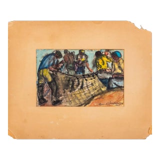 George Constantine Figural Group Watercolor For Sale