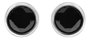 .925 Sterling Silver 1 1/4 Cttw Round Brilliant-Cut Black Diamond Bezel-Set Stud Earrings with Screw Backs, A Pair