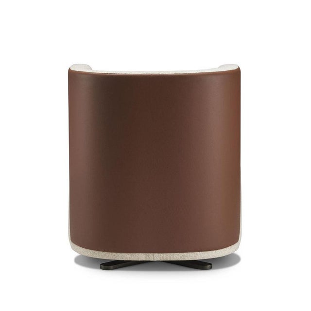 Contemporary Spritz Beige and Brown Swivel Chair by Lorenza Bozzoli For Sale - Image 3 of 5