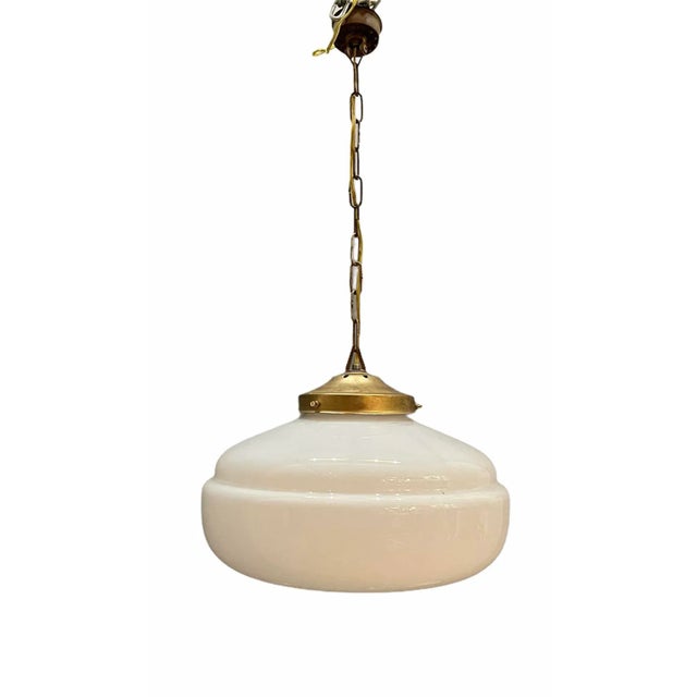 Mid-Century Modern Mid-Century White Murano Glass Pendant Light For Sale - Image 3 of 9