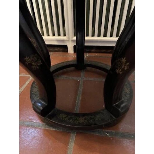 Wood Antique Chinese Cloisonne Top Round Jardiniere Stand Two Fish Motif For Sale - Image 7 of 12